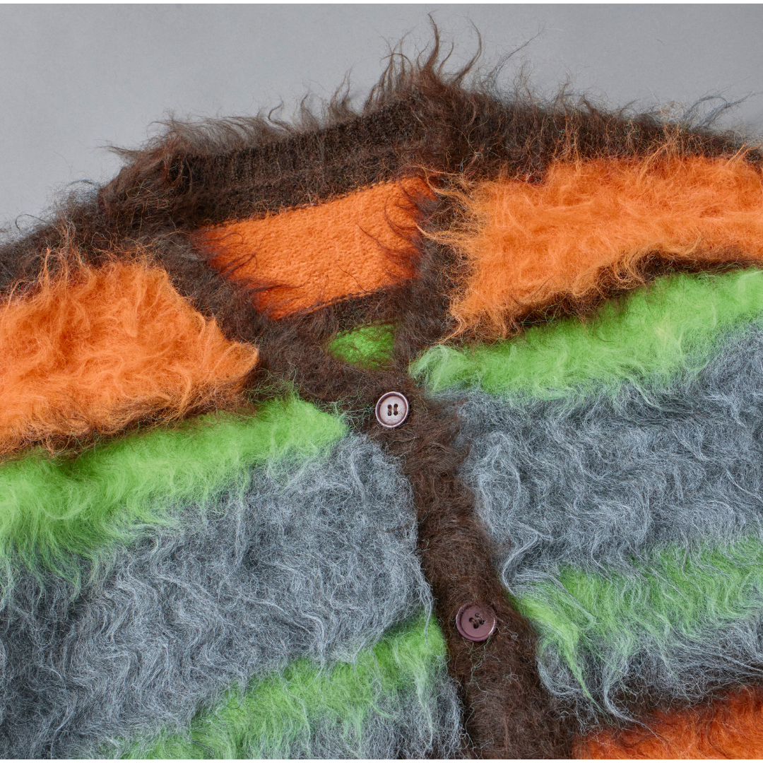 Fuzzy Multi Border Cardigan