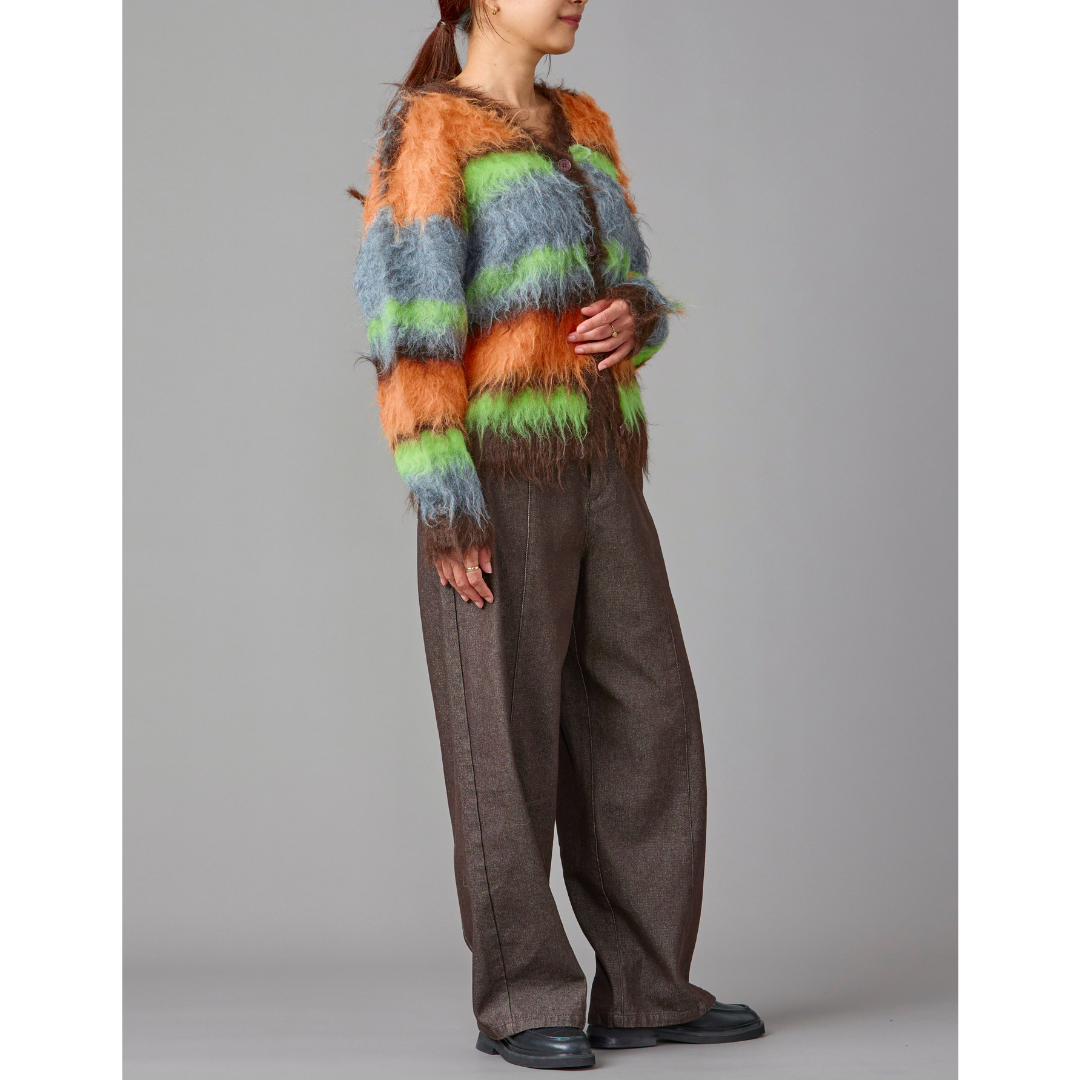 Fuzzy Multi Border Cardigan