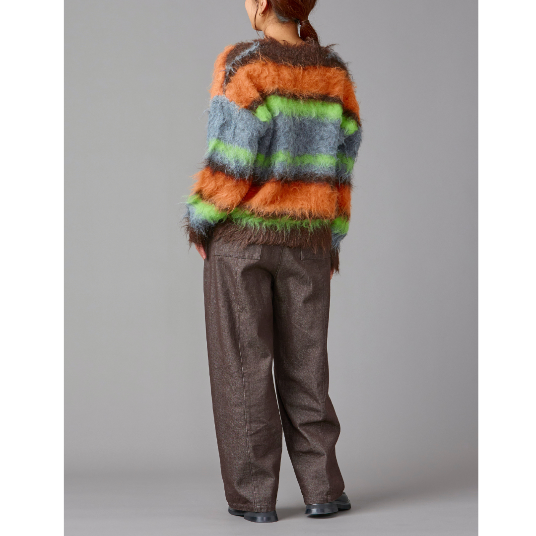 Fuzzy Multi Border Cardigan