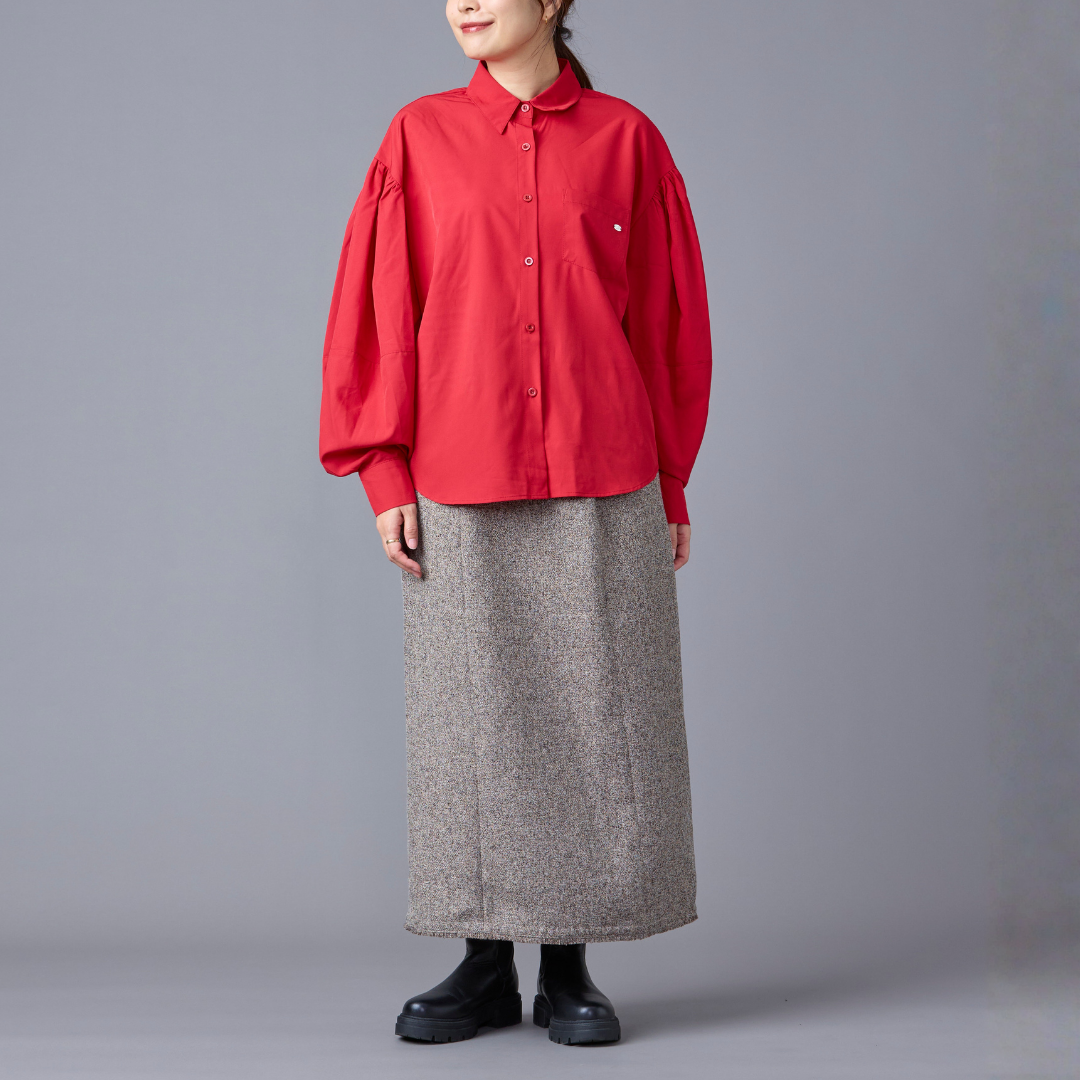 Vivid Color Volume Sleeve Shirt