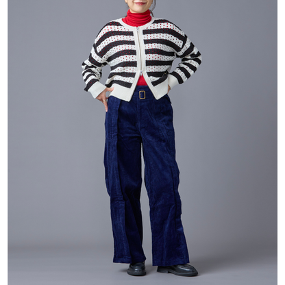 Corduroy Front Tuck Wide Pants