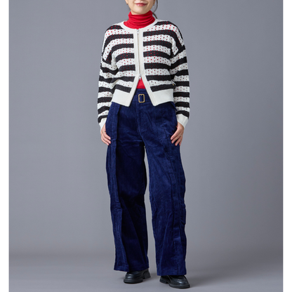 Corduroy Front Tuck Wide Pants