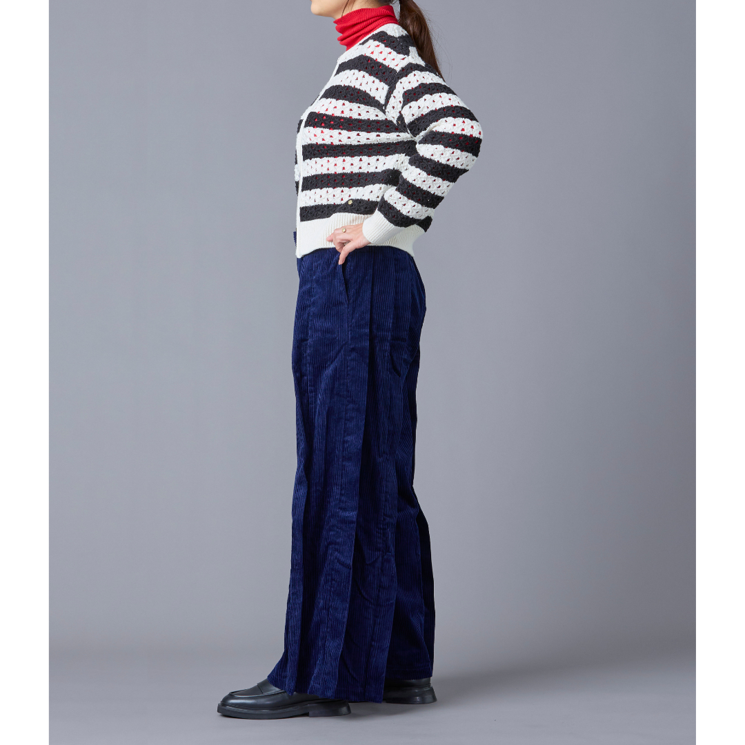 Corduroy Front Tuck Wide Pants