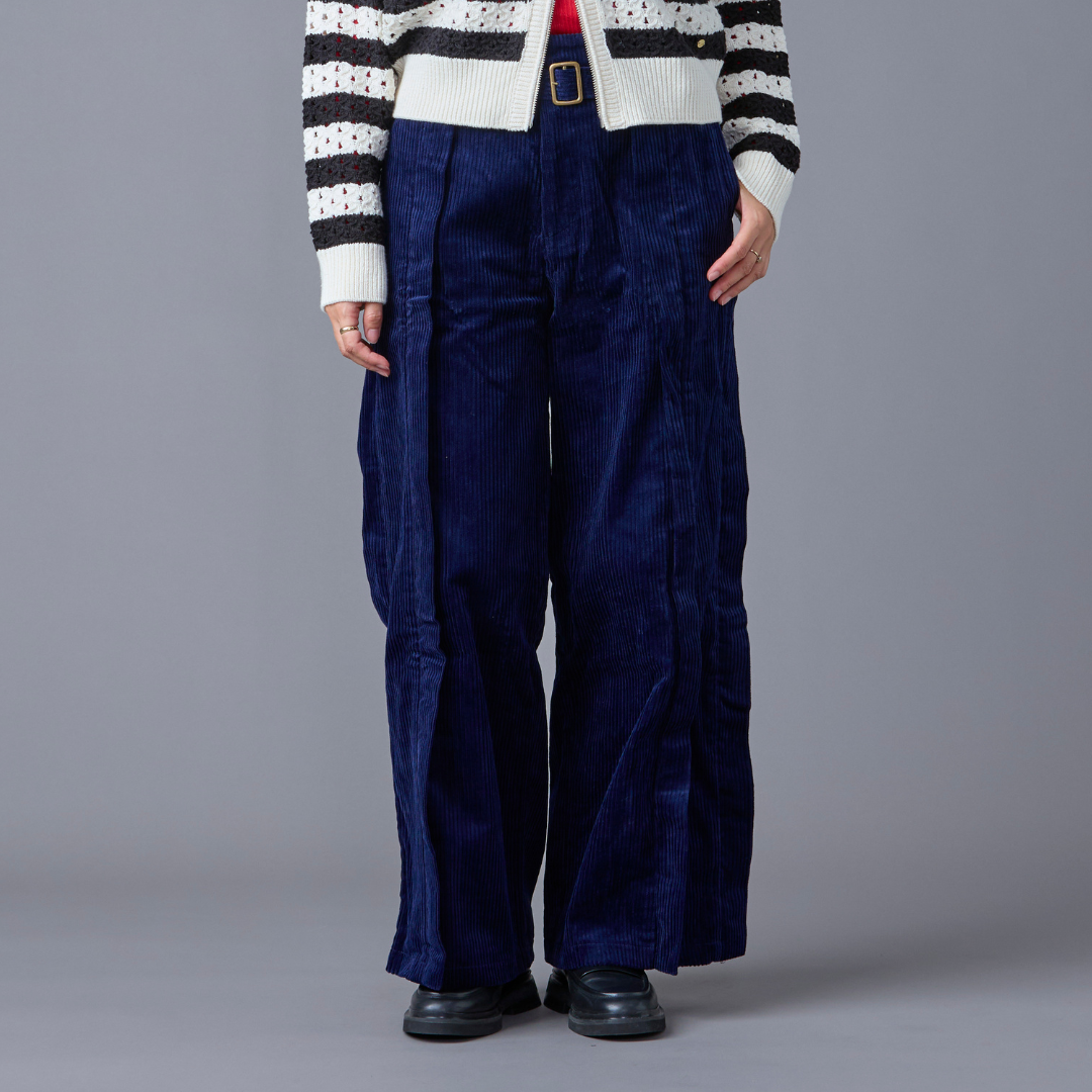 Corduroy Front Tuck Wide Pants