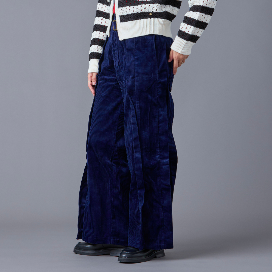 Corduroy Front Tuck Wide Pants