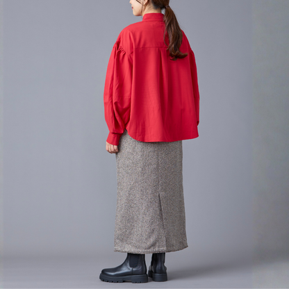 Vivid Color Volume Sleeve Shirt