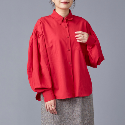 Vivid Color Volume Sleeve Shirt