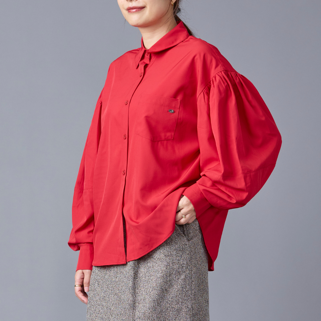 Vivid Color Volume Sleeve Shirt