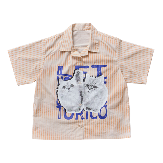 Cat Graphic Stripe Shirt