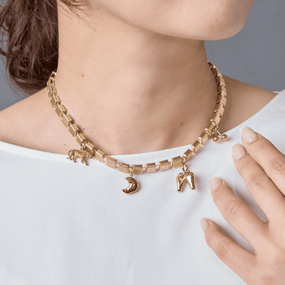 Mixed Charm Tile Necklace