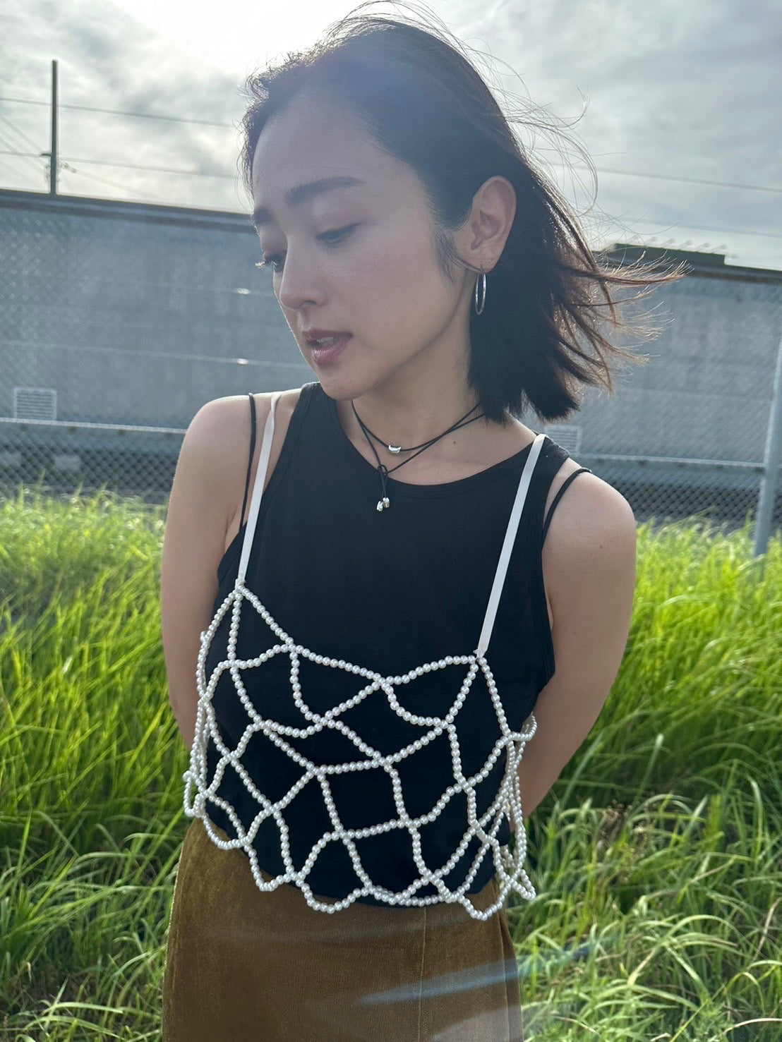 Back Ribbon Pearl Bustier – toricowear