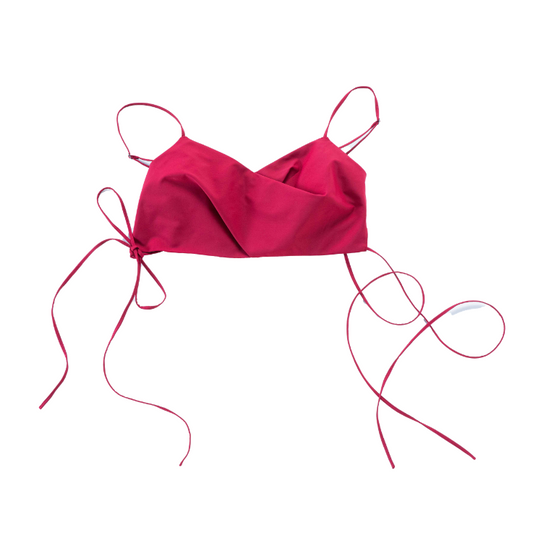 SIDE RIBBON CAMISOLE TOPS(RED)